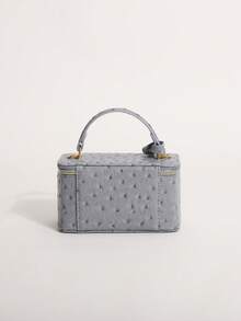 1pc Light Gray Tie-Dye Polka Dot Handheld Box Bag Zipper Small Square Bag Chain Crossbody Shoulder Bag Suitable For Shopping, Dating, Afternoon Tea - Grey - View 7