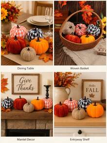 Set 5 Buah Buatan Campuran, Dirancang untuk Hari Thanksgiving, Musim Panen, Halloween, Dekorasi Rumah Musim Gugur, Kombinasi Berbagai Bahan Kain Kotak-kotak, Gaya Pedesaan Amerika Klasik, Dekorasi Suasana Musim Gugur Serbaguna untuk Meja, Keranjang Bunga, Pajangan Jendela, Meja Makan, Bebas Perawatan dan Dapat Digunakan Kembali - beraneka warna - View 4