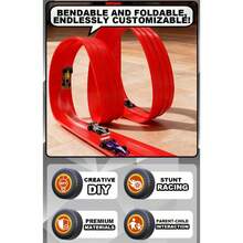 Flexible Tracks 13ft Flexible Racing Track Kids Toy DIY Racing Track Set, Includes 1/64 Rebound Car, Rollable Portable Track With Strong Suction Cups, Great Gift Toy For Boys And Girls Aged 3 And Up - Multicolor - View 4
