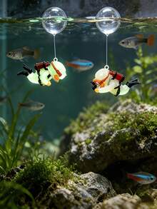 2pcs Glowing Diver Aquarium Decor, Floating Mini Diver Fish Tank Decoration, Cute Underwater Landscape Resin Ornament, Ideal Holiday Gift For Christmas, Halloween, Home Party And Home Aquarium Decoration - A - View 2