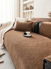 1pc Solid Color Chenille Sofa Cushion, Minimalist Wabi-Sabi Style Sofa Cover With Starry Pattern, Old Sofa Renovation And Protection, Home Decor All-Season Sofa Cover, Suitable For 1-Seater, 2-Seater, 3-Seater, 4-Seater - Brown - View 1