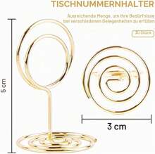 30-Piece Set Round Gold Table Card Holders With Metal Clip, Menu Card Holder, Note Holder, Picture Holder, Table Stand For Wedding, Banquet, And Party - 30pcs - View 7