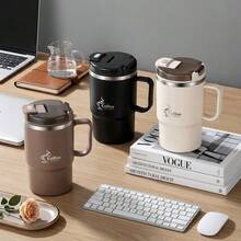 Double Layer Insulated Water Cup Tumbler Portable 304 Stainless Steel Thermal Coffee Mug With Strainer&Spoon For Students Adult - Multicolor - View 3