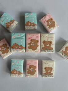 1 Pack/9 Packs (8 Sheets/Pack) Portable Mini White Bear Napkins/Handkerchiefs, Portable Travel Handkerchiefs, Portable Cute Facial Tissues [Randomly Selected 3 Colors] - Tissue - View 5