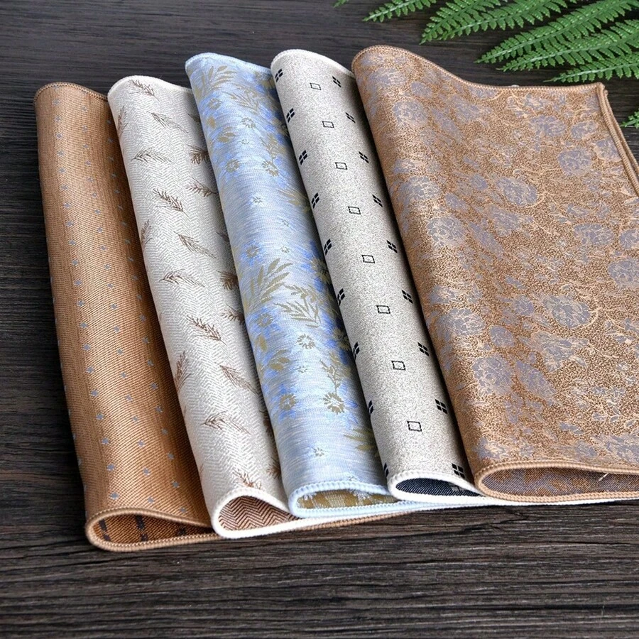 1 buah/6 buah Sapu Tangan Lipat Pria, Aksesori Jas 23*23cm Sapu Tangan Saku Jacquard Besar Baru, Aksesori Pakaian Pria untuk Pesta Malam, Motif Bunga, Dapat Dicuci dan Digunakan Kembali, Dekorasi Portabel, Warna Acak - MultiWarna - View 1