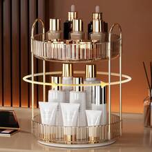 Organizer Makeup Berputar 360°, Cocok untuk Meja Rias, Kotak Penyimpanan Perawatan Kulit Transparan Kapasitas Besar, Kotak Penyimpanan Parfum, Organizer Meja Rias, 1 buah, Perlengkapan Penting untuk Kembali ke Sekolah - Sampanye - View 2