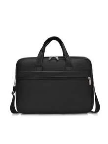 1pc Men's Business Travel Bag, Vintage Crossbody Handbag Design, Large Capacity Shoulder Bag, Zipper Closure, Adjustable Strap, Commute, Shopping, Daily Multi-Functional - Black - View 10