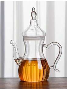 1pc-1000ml-Handmade Glass Teapot-Glass Coffee Pot-Can Be Heated Directly On Open Flame- Lamp Shaped Pot-Large Capacity-Flower Tea-Beauty Afternoon Tea Pot-Home Kitchen Storage Supplies - White - View 6