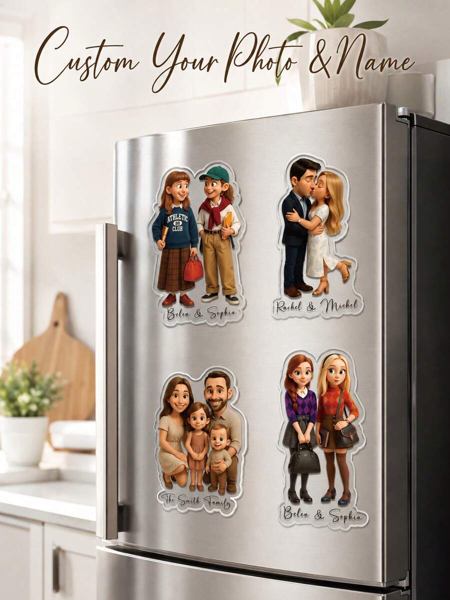 Customized Photo Acrylic Fridge Magnet, Personalized Photo Fridge Magnet, Customizable Photo Fridge Magnet, Decorative, Suitable As Anniversary Gift For Men Or Women - Multicolor - View 1