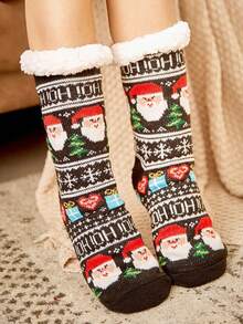 1/2/3 Pairs Extra Thick Christmas Socks, Mid-Calf, Non-Slip Sole, Thermal Lined, Cute Indoor Home Socks For Women, Children And Adults, Gift - Multicolor - View 15