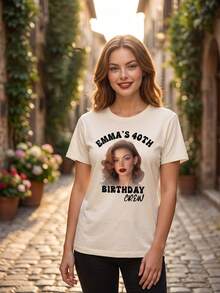 1/3pcs Custom Photo And Text Heat Transfer Sticker, Personalized Birthday Crew Heat Transfer Sticker, Custom Transfer Patch For T-Shirt Clothing Decor - Multicolor - View 5