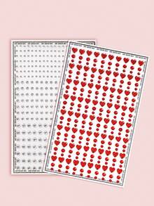 STARTTOOS 2PCS Halloween 1pc Silver White Rhinestone Sticker + 1pc Red Round Rhinestone Mixed Heart Rhinestone Sticker, Halloween Street Party Makeup Ball, Face And Body Decoration Rhinestone Sticker - Multicolor - View 7