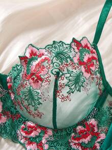 1套2件組女性萬聖節服裝，皇家藍透視蕾絲內衣套裝，適合浪漫約會與特殊場合 - 綠色 - 查看 4