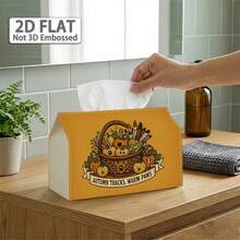2D Flat 1pc, Tissue Box, Country Woodland Style Tissue Box Multi-Functional Autumn Napkin Dispenser, 2 Sizes Available, Durable Polyester Material, Decorated With Willow Basket And Pumpkin, Suitable For Autumn Harvest Theme Home Decor, Halloween - Multicolor - View 9