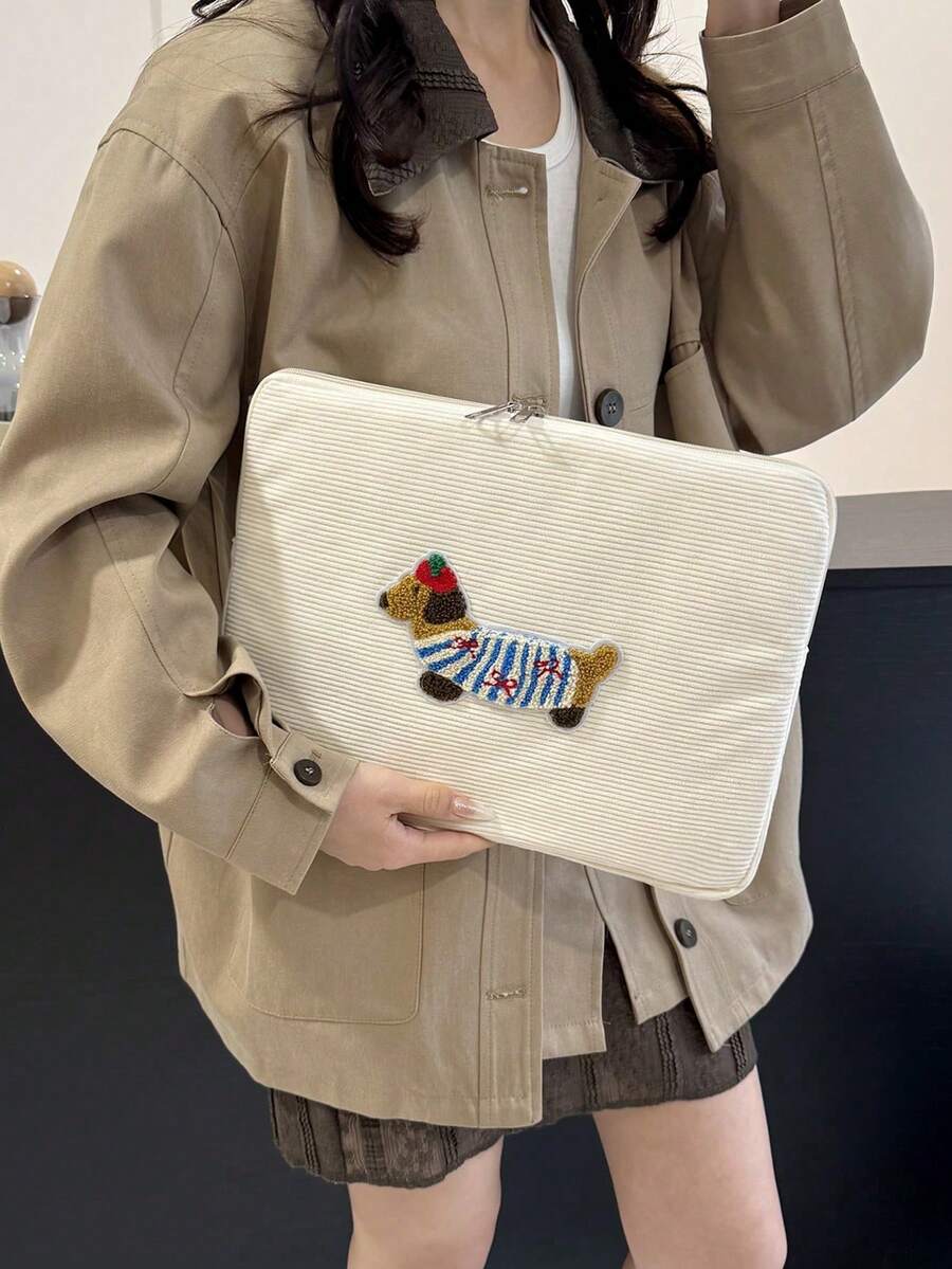 1pc Laptop Case Heart Style Tablet Bag, Suitable For 10/11 Inch 13/14 Inch 15/15.6 Inch Laptop Sleeve - Beige - View 1