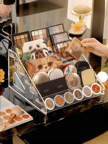 Vowcarol 3/5/7 Tier Transparent Acrylic Paint Storage Rack - Transparent Trapezoidal Display Stand Suitable For Crafts And Artwork Storage. Lipstick. Perfume. Cosmetics. Display Stand. Multi-Functional - Multicolor - View 6