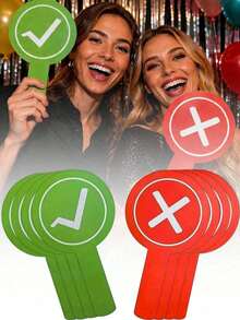 Handheld Right/Wrong Sign With Handle, High-Quality Rigid Board Response Paddle, Suitable For Meeting Voting, Debate Competition, Live Q&A, Event Judging, Seminar Interaction - Multi-color - View 1
