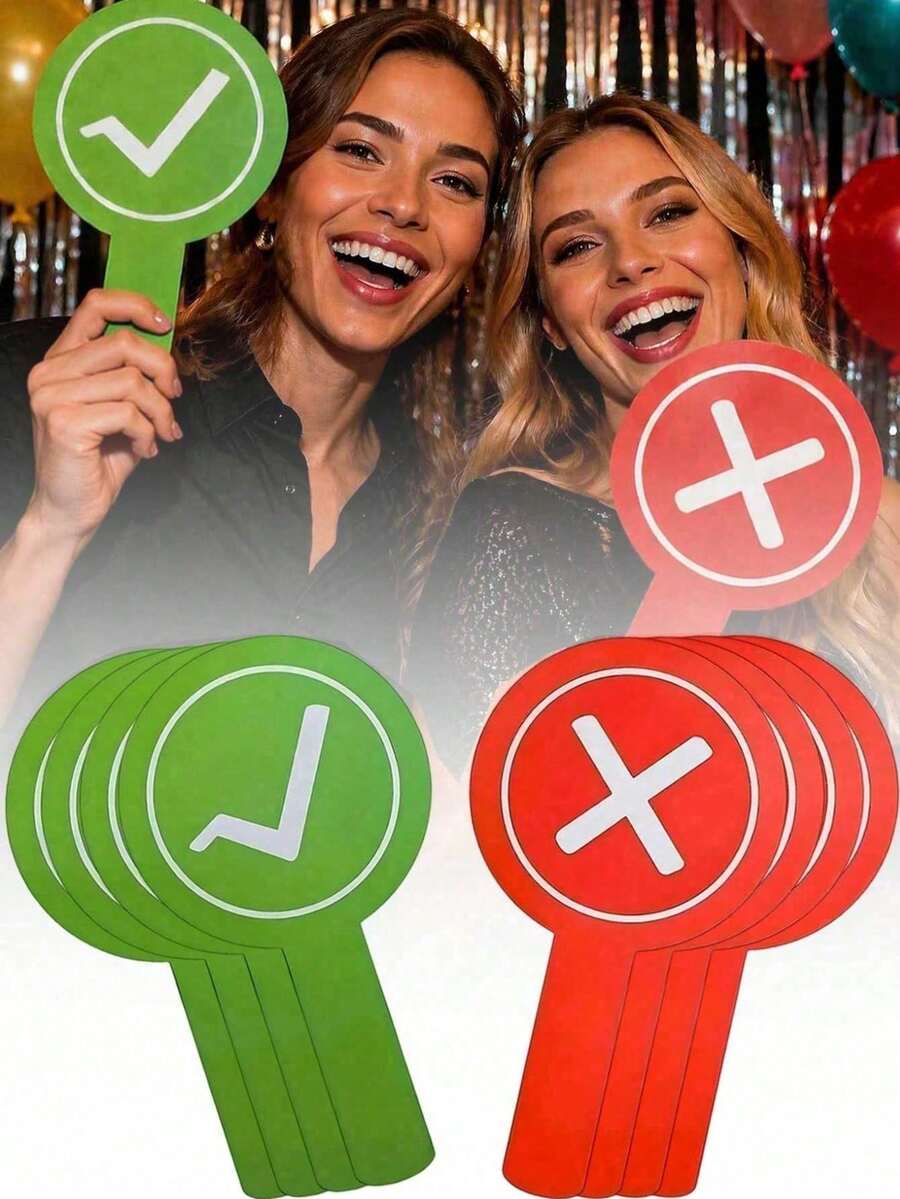 Handheld Right/Wrong Sign With Handle, High-Quality Rigid Board Response Paddle, Suitable For Meeting Voting, Debate Competition, Live Q&A, Event Judging, Seminar Interaction - Multi-color - View 1