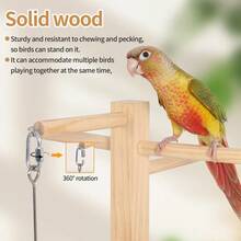 ITANDME Bird Desktop Perch, Parrot Desktop Perch With Fruit Fork, Accommodates Multiple Parrots, Wooden Tray Keeps The Desktop Clean, Wooden Bird Desktop Perch, For Small Birds Such As Peony Parrots, Cockatiels, Little Sun Parrots, And Budgerigars - View 9