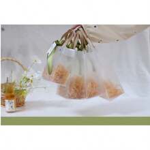 1/5/10pcs Premium Frosted Clear PP Tote Bag, High-Quality, L/M, Thickened Hand-Held Bags, Green Satin Ribbon, Raffia And 'Thank You' Tag, For Valentine's Day, Thanksgiving, Birthdays, Halloween, Christmas, Wedding Bridesmaid Gift Bags - Multicolor - View 6