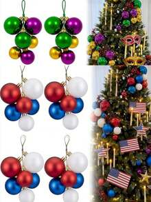1 Set Christmas Ball Ornaments, Suitable For Holiday Parties, Velvet Christmas Ball Ornaments, Applicable For Christmas Tree, Window Decoration And Indoor Home Decor - A - View 11