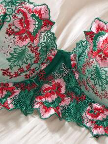 1套2件組女性萬聖節服裝，皇家藍透視蕾絲內衣套裝，適合浪漫約會與特殊場合 - 綠色 - 查看 3