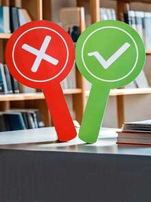 1/2pcs Classroom Response Handheld Paddles, Double-Sided PVC Correct/Incorrect/Up/Down/GO/STOP/YES/NO Answer Indicator Boards, Student Participation And Feedback Educational Teaching Tool (1 Design, One Side Red, One Side Green) Back To School Season - Multi-color - View 2