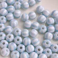 60pcs 8mm Multicolor Two‑Tone Striped Round Acrylic Stringing Beads, Color Block Loose Beads For DIY Bracelet, Keychain, Phone Charm Handmade Jewelry Supplies - Multicolor - View 28