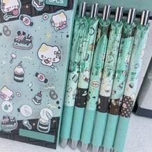2/6pcs Portable Compact Cat Themed Gel Pens. 0.5mm Tip. Black Quick-Dry Ink. Exam Practice Pens. Button Design, Specially Designed For Exams. Back To School Essential Stationery, Suitable For Students. Back To School Gift. Pens, Back To School Essential - Multiple Styles - View 3