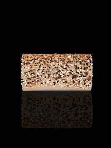 Fashion Sequin Patchwork Evening Clutch Bag, Envelope Handbag, Tote Bag, Paired With Rhinestone Jewelry 3 Pieces Set, Necklace, Earrings, Bracelet, Suitable For Parties, Evening Events, Social Gatherings, Balls And Weddings - Gold - View 2