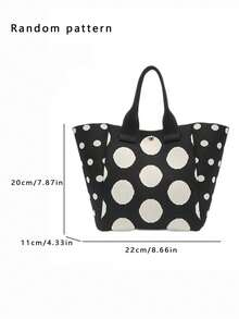 Classic Color-Block Polka Dot Casual Versatile Artistic Bucket Bag, Multi-Functional Daily Commute Handbag, Suitable For Niche Shopping And Dating - Black - View 3
