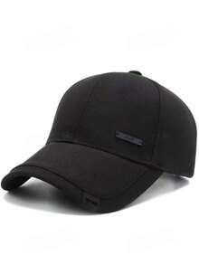 1pc Men's HUA Logo Baseball Cap, Outdoor Adjustable Sun Protection Casual Hat, Spring/Autumn - Black - View 1