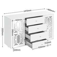 Sideboard Made Of Wood With Storage With Drawers With Doors White For Dining Room And Living Room - 白色 - 查看 2