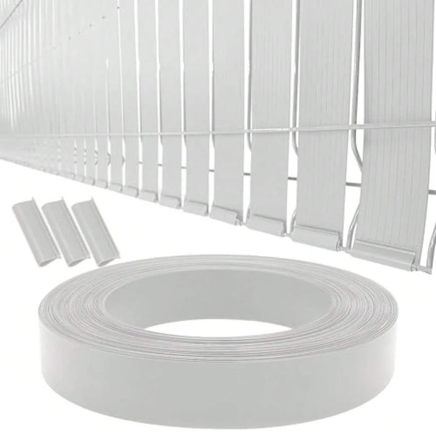 - White View Blocking Privacy Tape Weave W/Bracket For Chain Link Fence 75m/250 Ft Roll UV Resistant - White - View 1