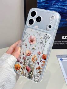 1pc Transparent Beautiful Floral Pattern Full Lens Protection Anti-Fall Anti-Collision Personalized Phone Case Compatible With Iphone 16 Pro Max 17/16/15/14/13/12/11 Air - Multicolor - View 5