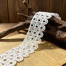 Retro Embroidered Lace Ribbon Tassel Lace Trim, 2.44 Inches Wide. Lace Decoration Technique. Suitable For DIY Embroidered Bed Skirts, Wedding Party Decorations, Jumpsuits, And Craft Decorations. | Embossed Design | Decorative Item - Multicolor - View 10