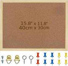 Small Cork Notice Board (30 * 40 Cm) With Wooden Frame, Including Mounting Set And Push Pins – A Practical Wall Notice Board For Home And Office - 1 Set - View 8