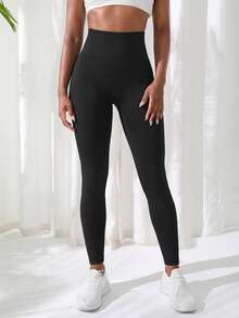 Ins Women's Shaping Leggings Peach Butt Lift Waist Control Tummy Control Leg Shaping Slimming Ruched Design Soft Fabric Black - Black - View 7