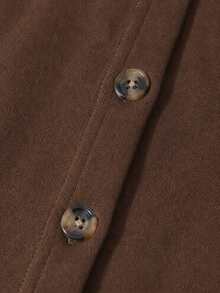 Tween Girl Korean Style Minimalist Elegant Warm Fashion Short Versatile Brown Jacket - Brown - View 4