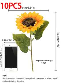 10pcs/5pcs/1pc Artificial Sunflower, Perfect For Home Decor, Wedding, Party, Centerpiece, Bridal Bouquet, Table Arrangement, Wreath And Spring/Summer DIY Crafts. Summer, Autumn Wedding, Thanksgiving Decorations. Home And Party Decor - Multicolor - View 10