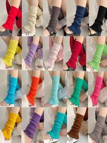1 Pair Women's Candy Color Leg Warmers, Comfortable Casual Leg Warmers For Autumn/Winter, Cozy - Multicolor - View 2