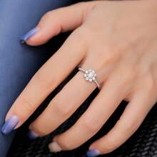 1pc Fashion Exquisite Elegant Luxury Personalized Versatile Elegant High-End Cubic Zirconia Sunflower Ring, Suitable For Women's Daily Wear - Silver - View 7