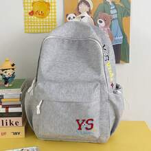 SHILAN Simple Embroidered Backpack Wear‑Resistant Nylon Multi‑Pocket Student School Bag Large‑Capacity Rucksack For Daily Casual Use - Multicolor - View 2