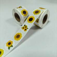 Round Sunflower Decorative Sticker Roll, Floral Self‑Adhesive Stickers For Gift Envelope Cup DIY Decoration - Multicolor - View 9
