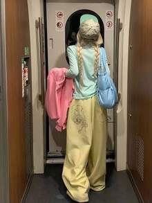 Women's Light Blue Knitted Long Sleeve Top, Round Neck Design, Unique Front Detail, Suitable For Daily Wear Summer - Mint Green - View 6
