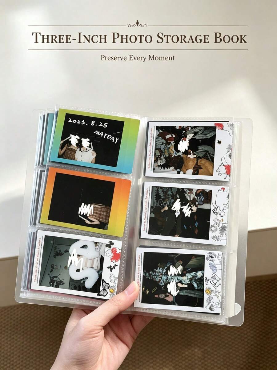 1 Pack Mini Instant Photo Album, Holds 3-Inch Instant Photos, Stamps & Postcards, Compatible With Fujifilm Mini Cameras, Photo Collectibles, Travel Memory Keepsake,Wedding Favor,Cute Back To School Stationery Set For Daily Student Use