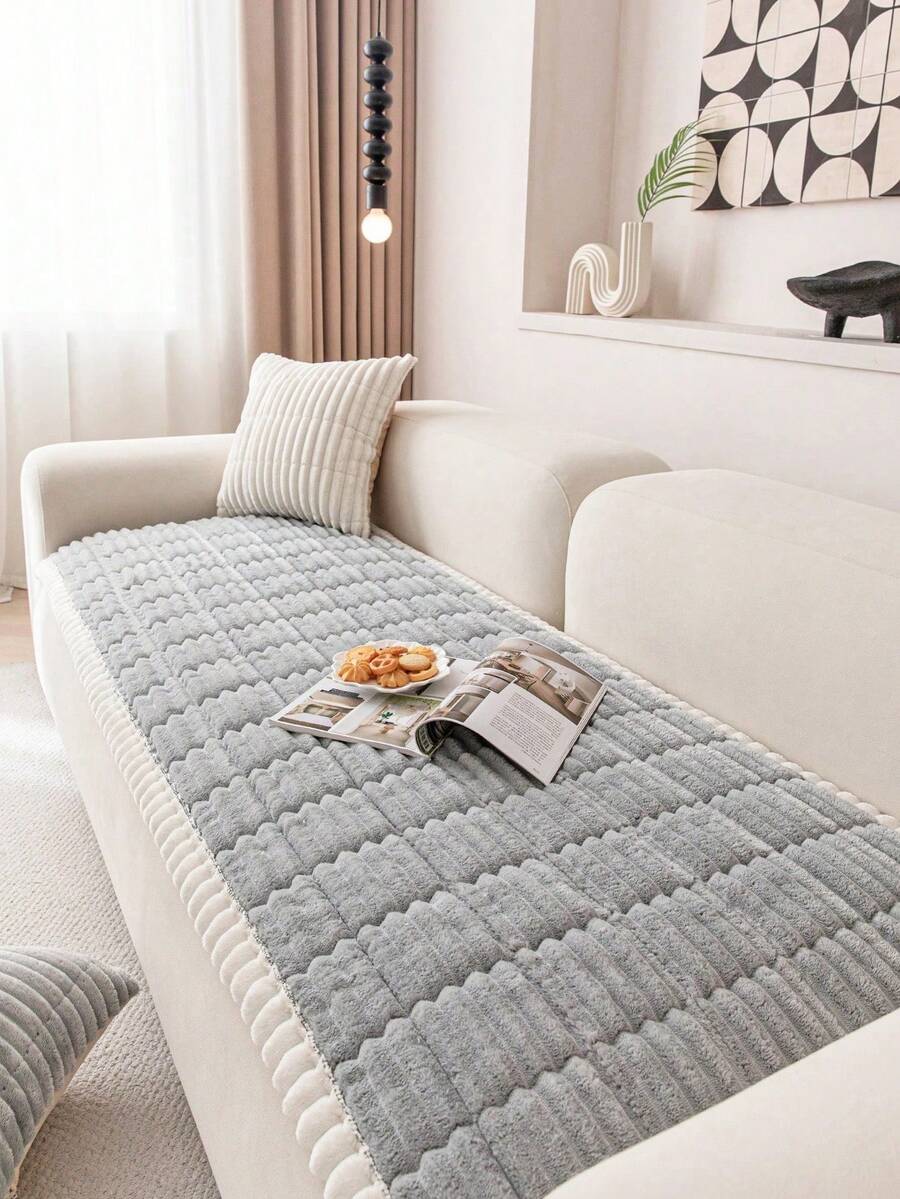 1 Vỏ bọc ghế sofa nhung dày, thủ công chần bông Jacquard, ấm áp và mềm mại, thân thiện với thú cưng, chống bụi bẩn và trầy xước, phù hợp với mọi mùa, dành cho ghế sofa 1/2/3/4 chỗ ngồi - Màu Xám nhạt - Xem 1