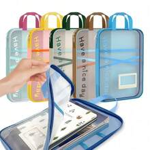 1pc A4 File Folder, L-Shaped Large Opening Gradient Mesh File Sleeve, 4-Layer Classification Storage, Stationery Set For Graduate Entrance Exam And Office Document Storage, Suitable For Accordion Bag, With Handle Portable File Bag - Multicolor - View 1