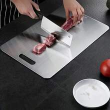 High-Quality Stainless Steel Kitchen Cutting Board - Double-Sided, Rust-Resistant, Suitable For Meat, Fruit And Vegetables, Dishwasher , Durable, Multiple Sizes Available, Back To School Season, Back To School Gift - Multicolor - View 8