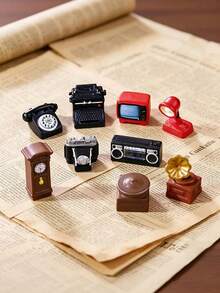 9pcs/Set/5/1pc Mini Vintage TV, Gramophone, Camera - Classic Retro Model Accessories; Vintage Resin Craft Decor; Mini Gramophone And Camera Shaped Home Decor, Photography Props And Home Furniture Accessories - A - View 5